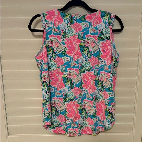 Lulu-B Pink and Blue Floral Golf Tank Top looks like Lily Pulitzer- medium M - Picture 5 of 7